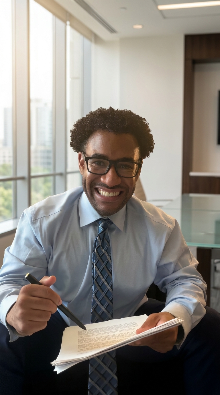 Attorney Lamarr Martin reviewing a contract